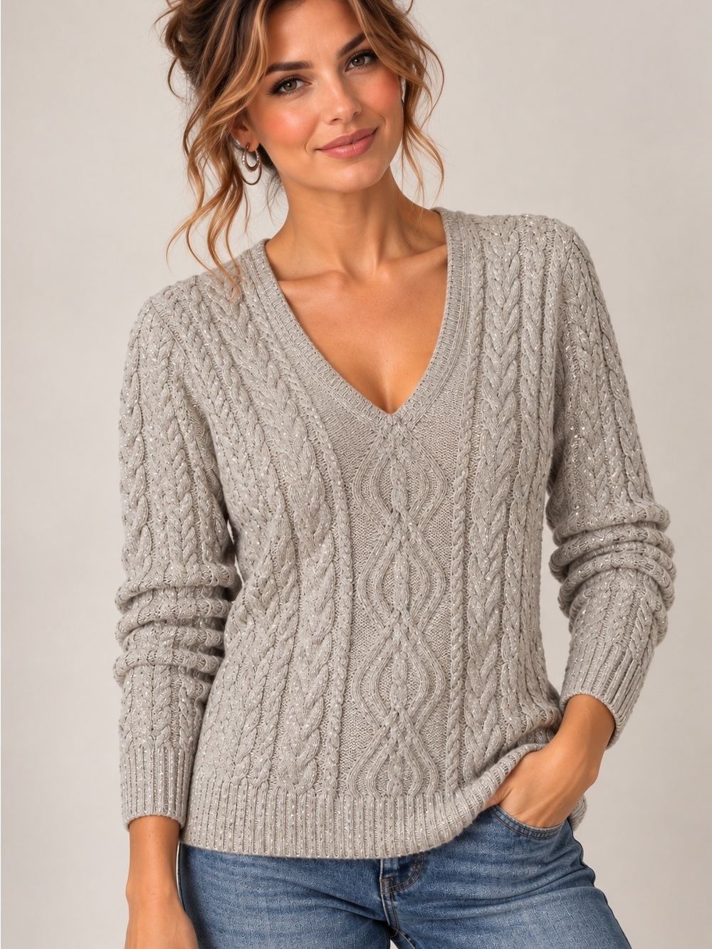 Lauren Ralph Lauren Petite Large (PL) cable-knit V-neck